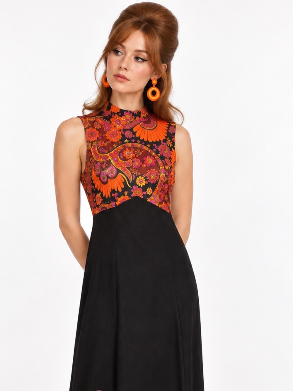 1960’s Trippy hippie flower power appliqué paisley Dress! Flawless time capsule